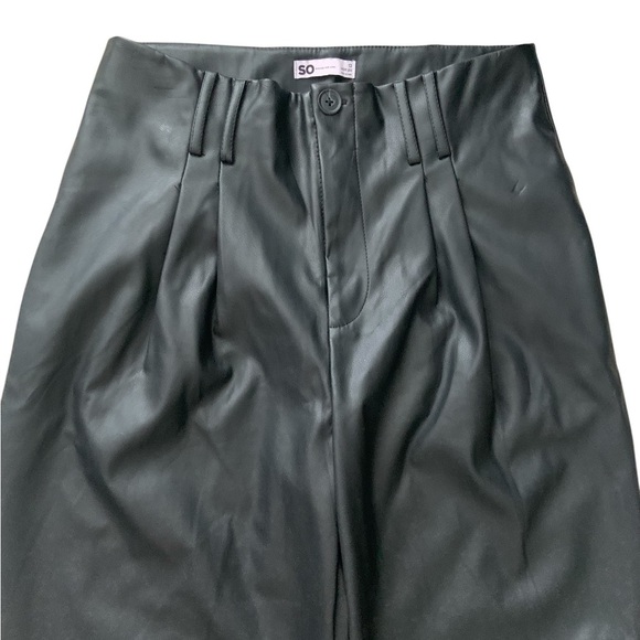 SO Black Wide Leg Leather Pants Large Size 13 - Picture 2 of 8